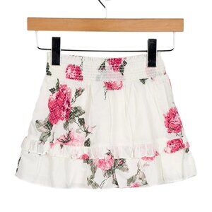 LoveShackFancy Girls Flower Polka-dot Print Ruffle Trim Skirt | Size 7/8